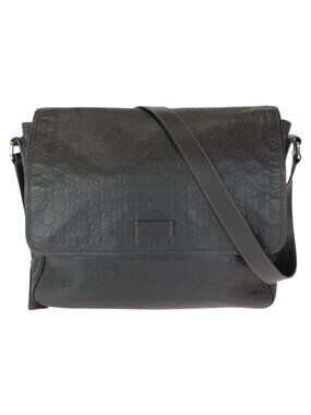 Gucci Guccissima Dark Brown Silver Leather Shoulder Bag